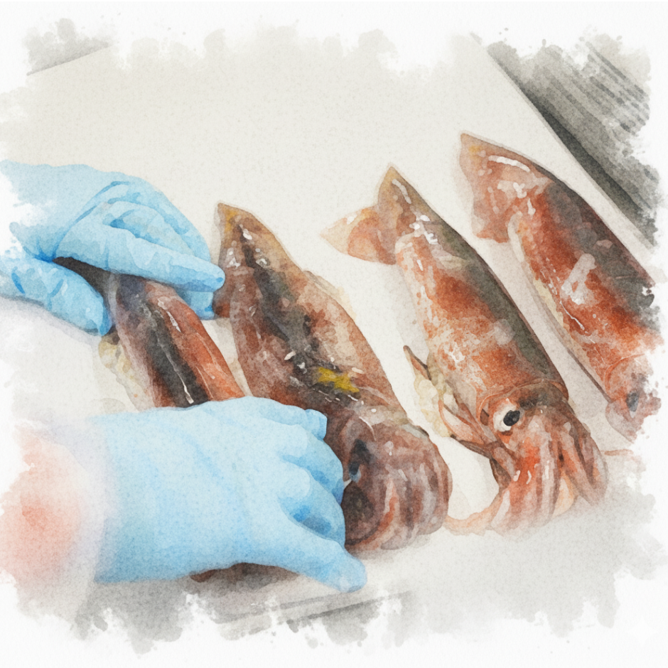 いかの下処理の様子